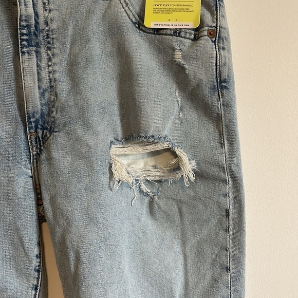 NEW Levi’s Men 511 Slim Jean Shorts 40 Light Wash Blue Distressed Stretch - Picture 6 of 16